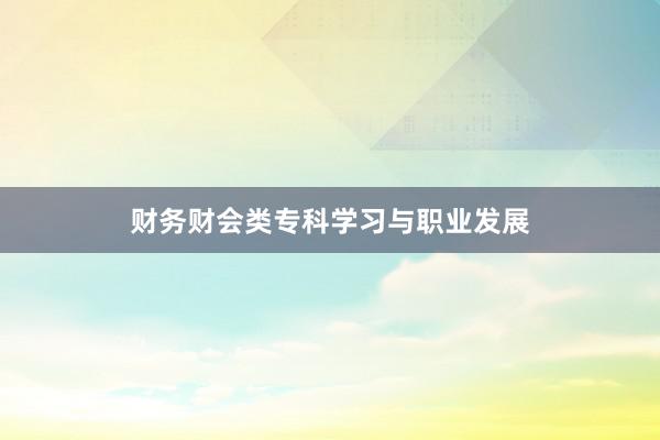 财务财会类专科学习与职业发展